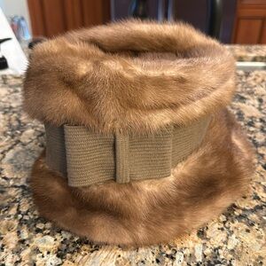 vintage brown mink fur bucket hat